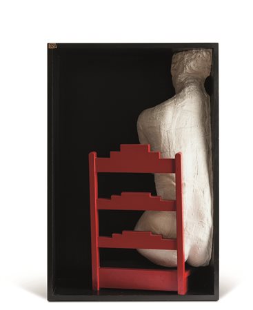 George Segal Girl on a chair, 1970 sedia dipinta e scatola in legno cm...