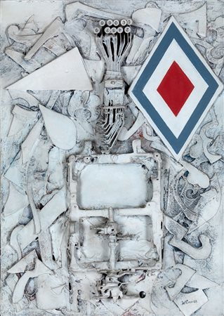 Lucio Del Pezzo Senza titolo, 1962 tecnica mista su tavola cm 50x70 firmato e...