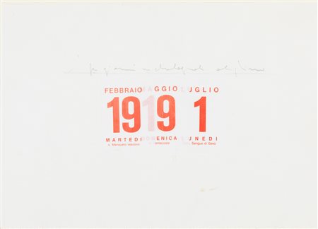 Alighiero Boetti Calendario, 1991 collage di fogli di calendario su carta cm...