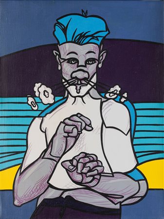 Valerio Adami We are proud of you, 1997 acrilico su tela cm 45x60 firmato ed...