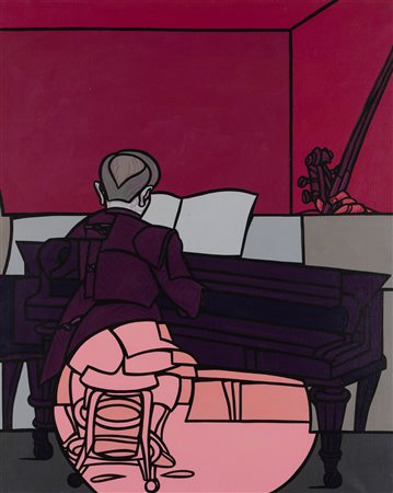 Valerio Adami Fortepiano, 1997 acrilico su tela cm 81x100 firmato ed...