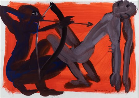 Rainer Fetting Senza titolo, 1983 tempera su carta cm 75x105 firmato e datato...