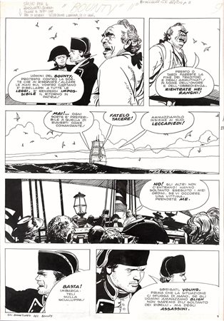 Attilio Micheluzzi Gli Ammutinati del Bounty Matita e china su cartoncino cm...