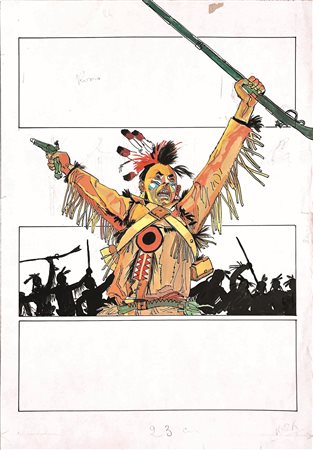 Hugo Pratt Copertina per Sgt. Kirk Matita, tempera e china su carta da...