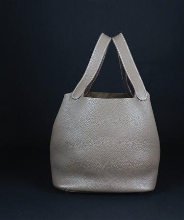 Hermès Picotin, borsa a mano in pelle togo etoupe