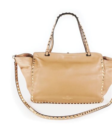 Valentino Garavani Rockstud, borsa in pelle di vitello beige. F/W 2010-1011,...