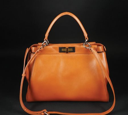 Fendi Peekaboo, borsa in vitello, camoscio e cuoio, n. 8BN226-FZN-128.2516;...