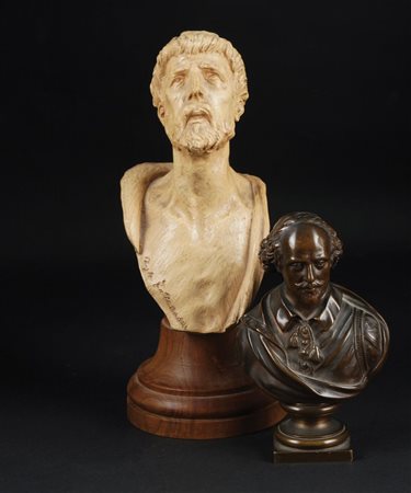 Piccolo busto maschile in bronzo patinato di Ferdinand Barbedienne UNITO ad...