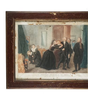 Quattro stampe a colori raffiguranti episodi della vita di Luigi XVI e della...