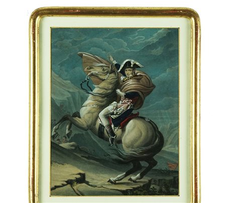 Coppia di stampe acquarellate ciascuna raffigurante un soggetto napoleonico....