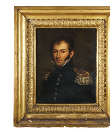 Pittore del XIX secolo Ritratto di ufficiale olio su tela, cm. 64x51; bella...