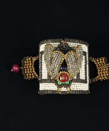 Mosca bracciale con perle di labradorite, due perle di zaffiro, tormaline...