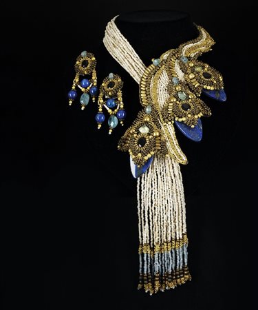 Ramage Persiano collana regolabile con lapislazzuli, acquemarine, cianite e...