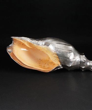 Conchiglia rivestita in argento, l. cm. 39