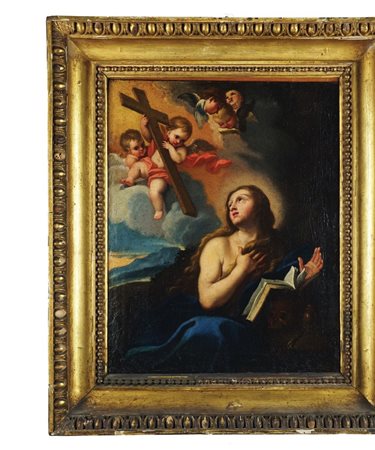 Pittore napoletano del XVIII secolo La Maddalena in penitenza olio su tela,...