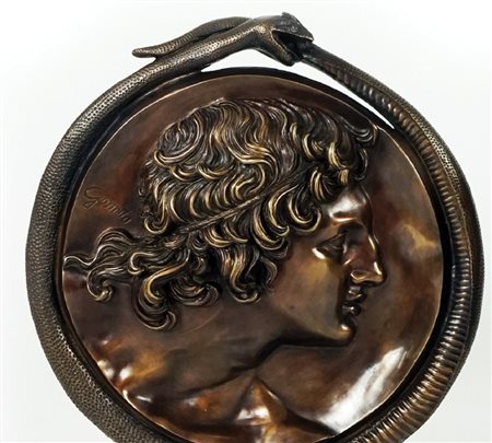 Vincenzo Gemito Alessandro il Grande medaglione in bronzo patinato, d. cm. 45...