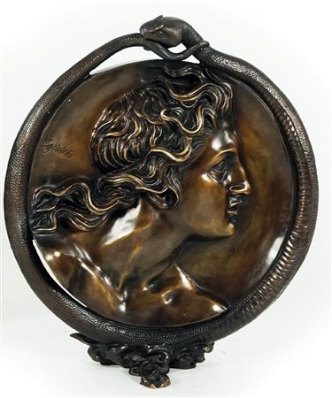 Vincenzo Gemito Alessandro il Grande medaglione in bronzo patinato, d. cm. 45...