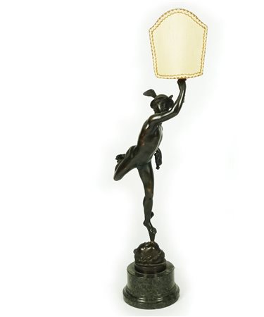 Scultura in bronzo patinato raffigurante il Mercurio Volante dall'originale...