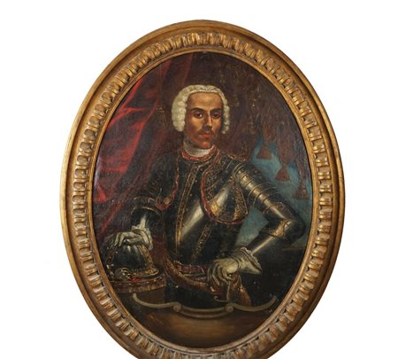Pittore napoletano del XVIII secolo Ritratto di nobile in armatura olio su...