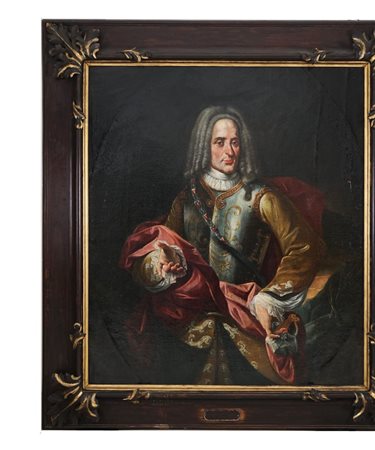 Pittore napoletano del XVIII secolo Ritratto di regnante olio su tela, cm....