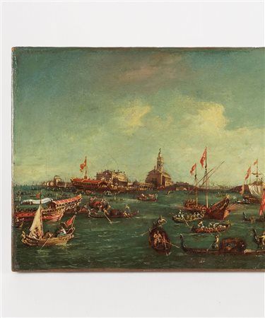 Pittore del XX secolo Il Bucintoro a San Niccolò del Lido olio su tela...