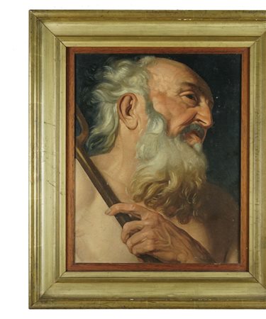 Pittore emiliano del XVII secolo Nettuno olio su tela, cm. 42x34