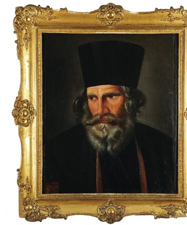 Pittore del XIX secolo Pope olio su tela, cm. 53x41,5