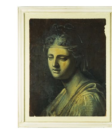 Dipinto a olio magro su carta raffigurante il busto di Venere UNITO a un...