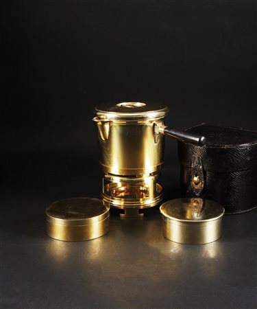 Cioccolatiera da viaggio in argento dorato a superficie liscia smontabile in...