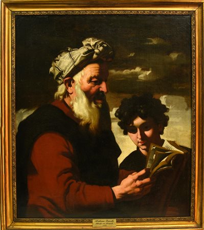 Antonio Zanchi (1631 - 1722) FILOSOFO CON DISCEPOLO olio su tela, cm 103x90...