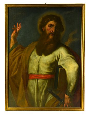 Scuola del XVII secolo SAN PAOLO olio su tela, cm 105x73