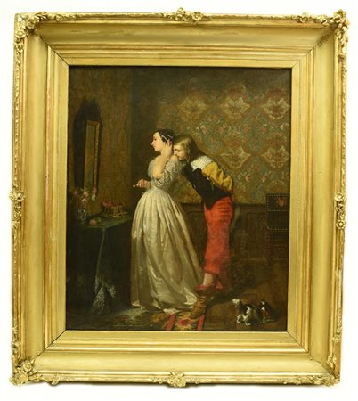 Hippolyte de la Charlerie (1828 - 1869) LE DROIT DU COUSIN olio su tela, cm...