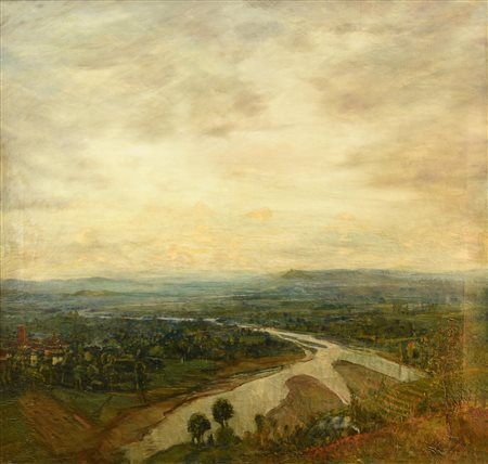 Vittorio Cavalleri (1860 - 1938) IL TANARO DALLE ROCCHE DI BARBARESCO olio su...