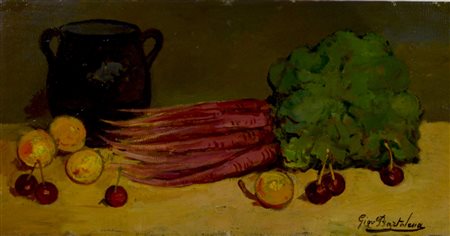 Giovanni Bartolena (1886 - 1942) RAVANELLI olio su cartone, cm 28,5x65,5...