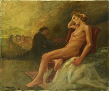 Berthold Klinghofer (1899 - 1975) NUDO FEMMINILE olio su tela, cm 46x55 firma...