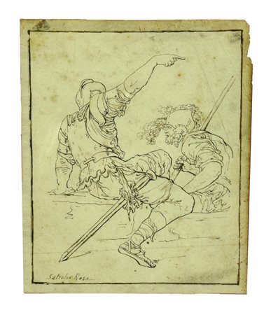 Scuola del XVIII secolo SOLDATI inchiostro su carta, cm 13,5x11 a firma...