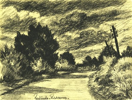 Paul Emile Pissarro (1884 - 1972) VEDUTA matita su carta, cm 24x31,5 firma