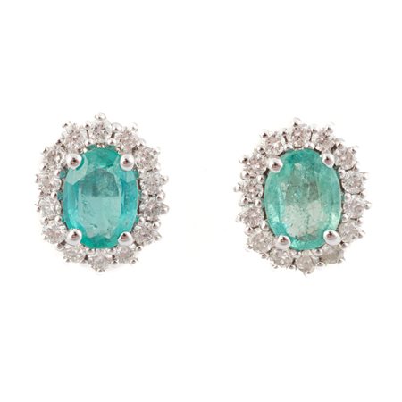 ORECCHINI in oro bianco 18 KT con smeraldi e brillanti
