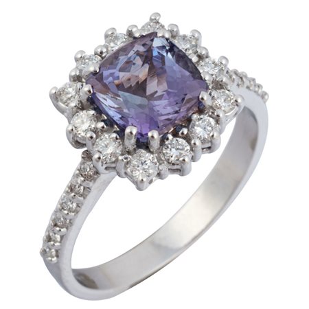 ANELLO in oro bianco 18 KT con brillanti e tanzanite