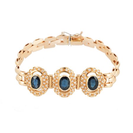BRACCIALE in oro giallo 18 KT con brillanti e zaffiri