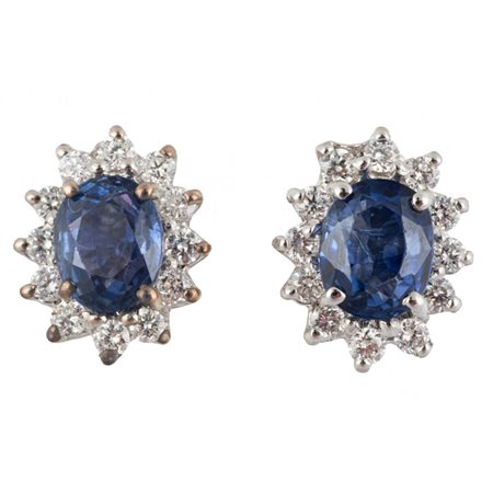 ORECCHINI in oro bianco 18 KT con brillanti e zaffiri