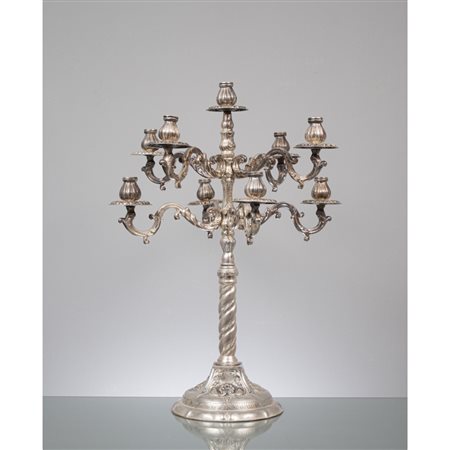 OFFICINE PALERMITANE DEL XX SECOLO, Candelabro in argento