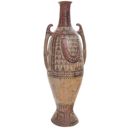 MANIFATTURA BERBERA, XIX SECOLO, Vaso terracotta policroma