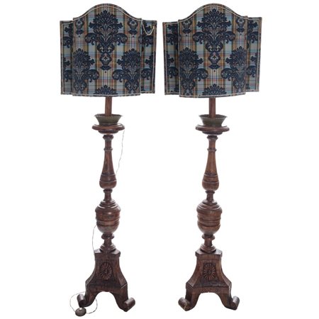 EBANISTERIA NAPOLETANA XVIII SEC. Coppia di grandi torcieri