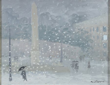 DIPINTO DI NEVE A PIAZZA DEL POPOLO DI FRANCO VILLORESI