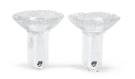 COPPIA DI PORTA CANDELE, ORREFORS SWEDEN ANNI '70