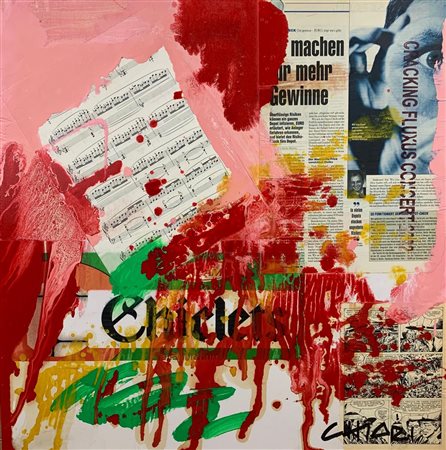 Giuseppe Chiari CRACKING FLUXUS CONCERT 2002 tecnica mista e collage su...