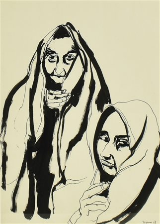 Saverio Terruso VOLTI FEMMINILI china su carta, cm 50x36 firma e data...