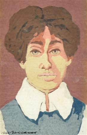 Marcello Boccacci RITRATTO MASCHILE olio su cartone, cm 15x10 firma
