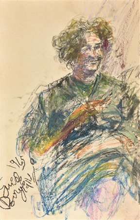 Guido Borgianni RITRATTO carboncino e gessetti su cartoncino, cm 90x60 firma...